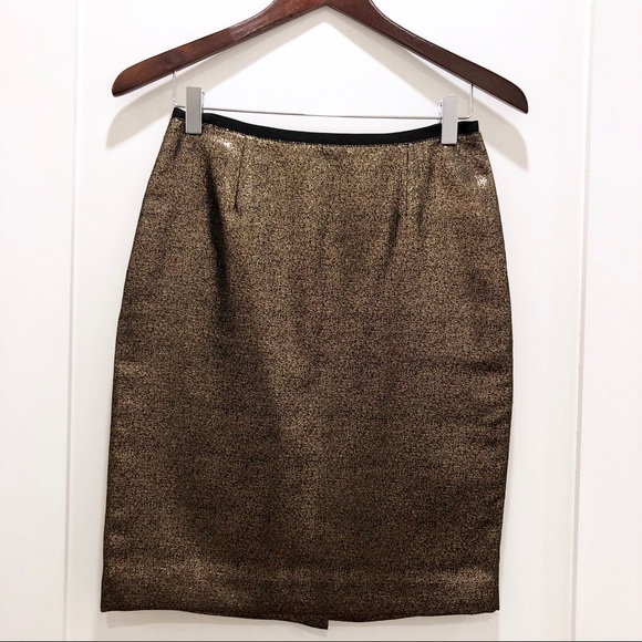 NWT Tory Burch Festive Gold Metallic Skirt Size 0 - Picture 4 of 7